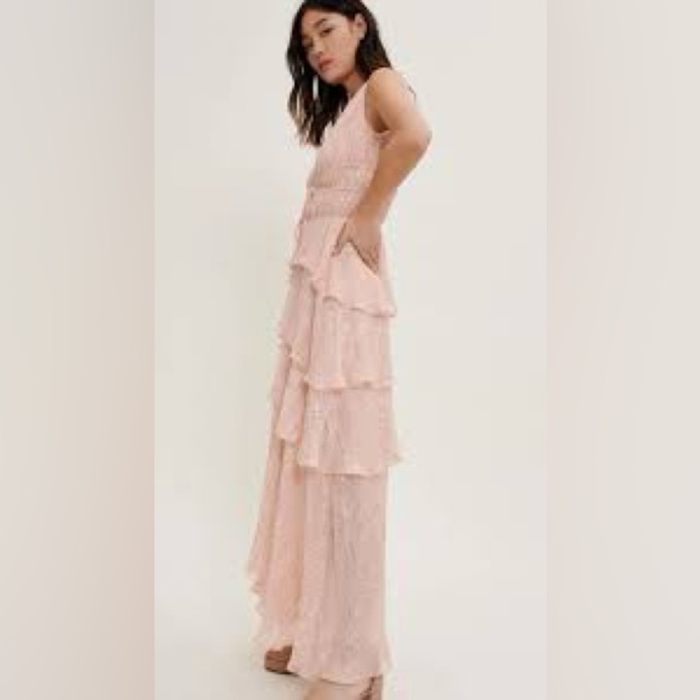 Maje Backless Peach Dress with Ruffles size 42